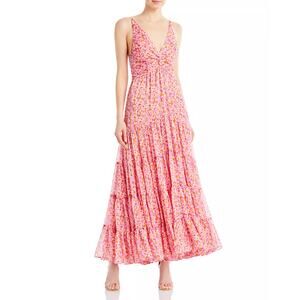 Sabina Musayev Malindi Maxi Dress Women Size Medium Orange Pink Print